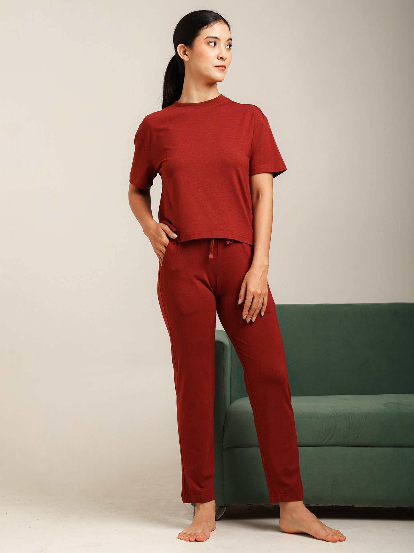 Uncuvr Rust Bamboo Sleepwear Set of 3: Relax in Eco-Friendly Comfort