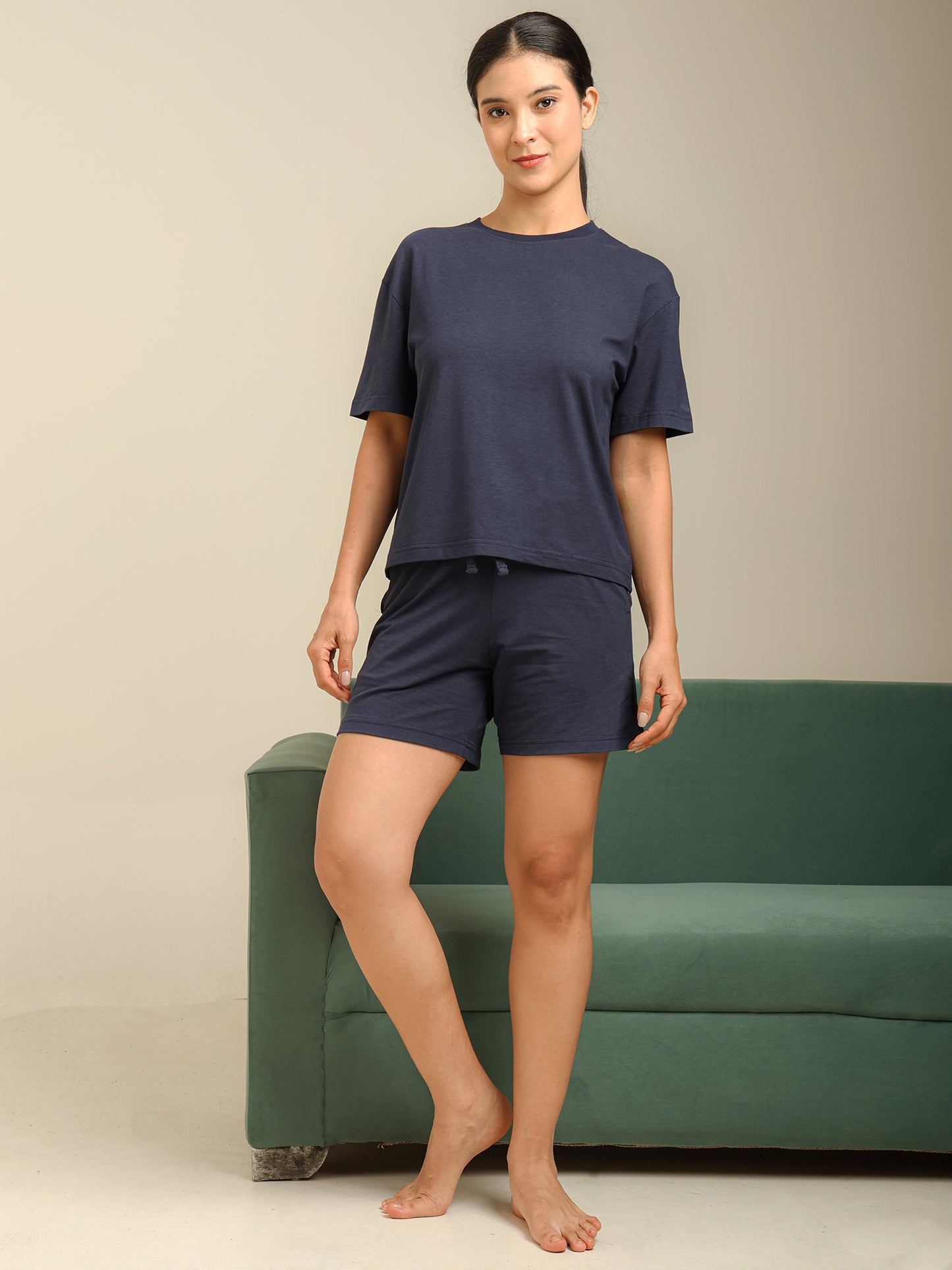 Uncuvr Mood Indigo Bamboo Sleepwear Shorts Set: Relax in Eco-Friendly Comfort