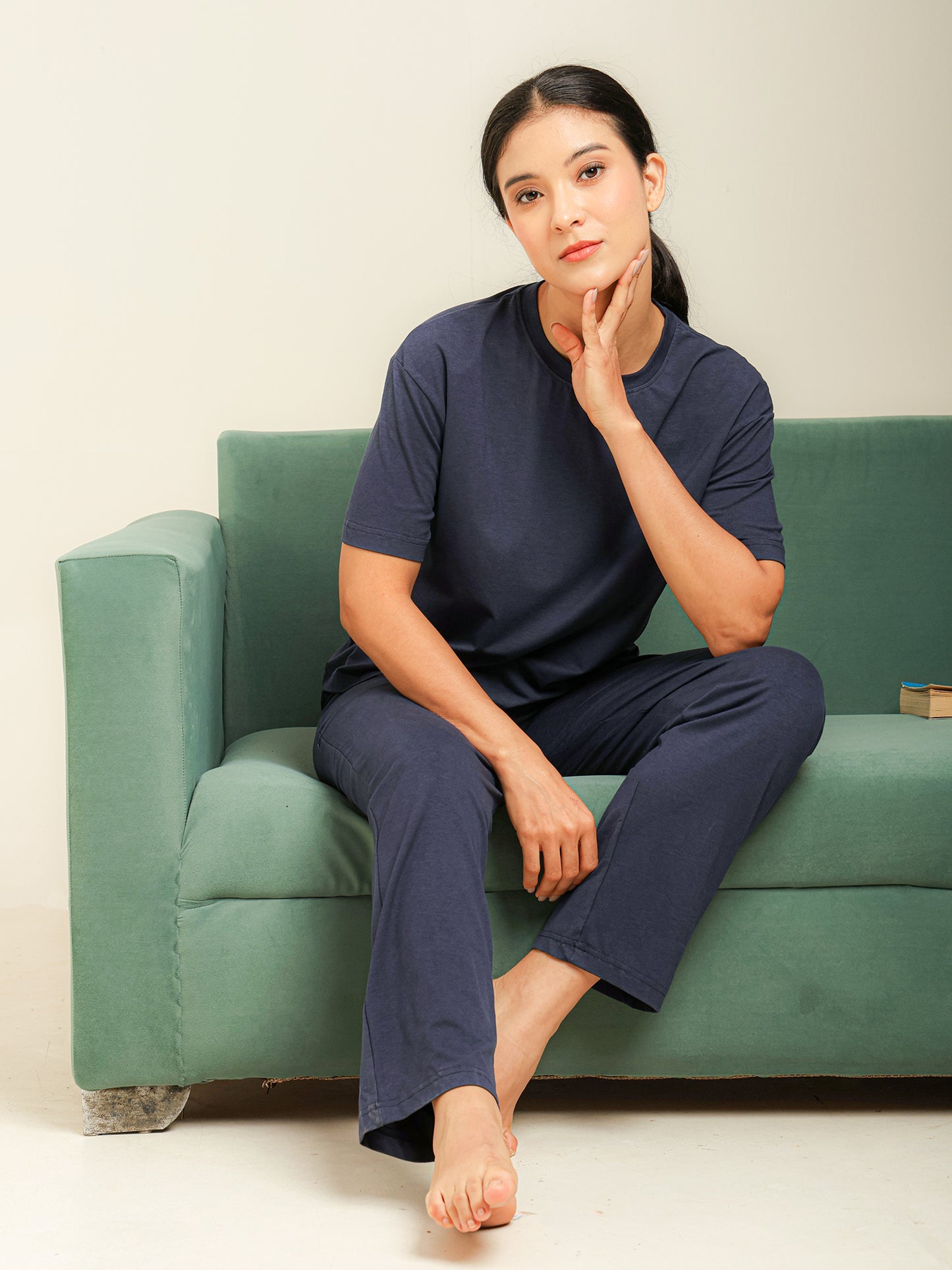 Uncuvr Mood Indigo Bamboo Sleepwear Lounge Set: Relax in Eco-Friendly Comfort