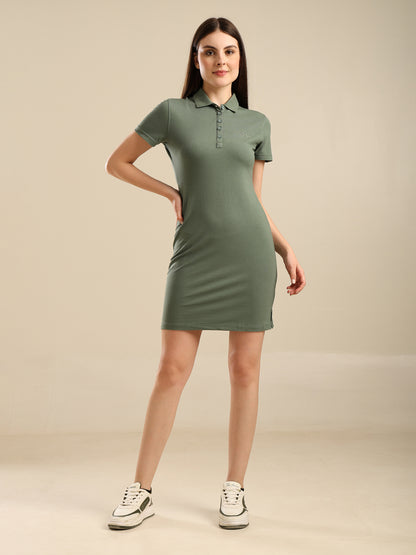 Uncuvr Effortless Granite Green Bamboo Polo T-Shirt Dress: Smart, Soft & Sustainable