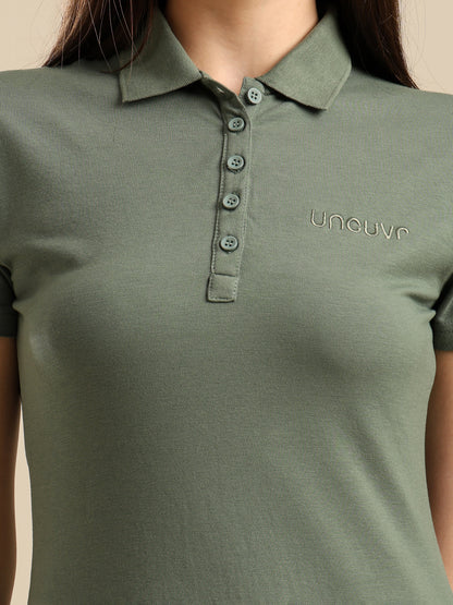 Uncuvr Effortless Granite Green Bamboo Polo T-Shirt Dress: Smart, Soft & Sustainable