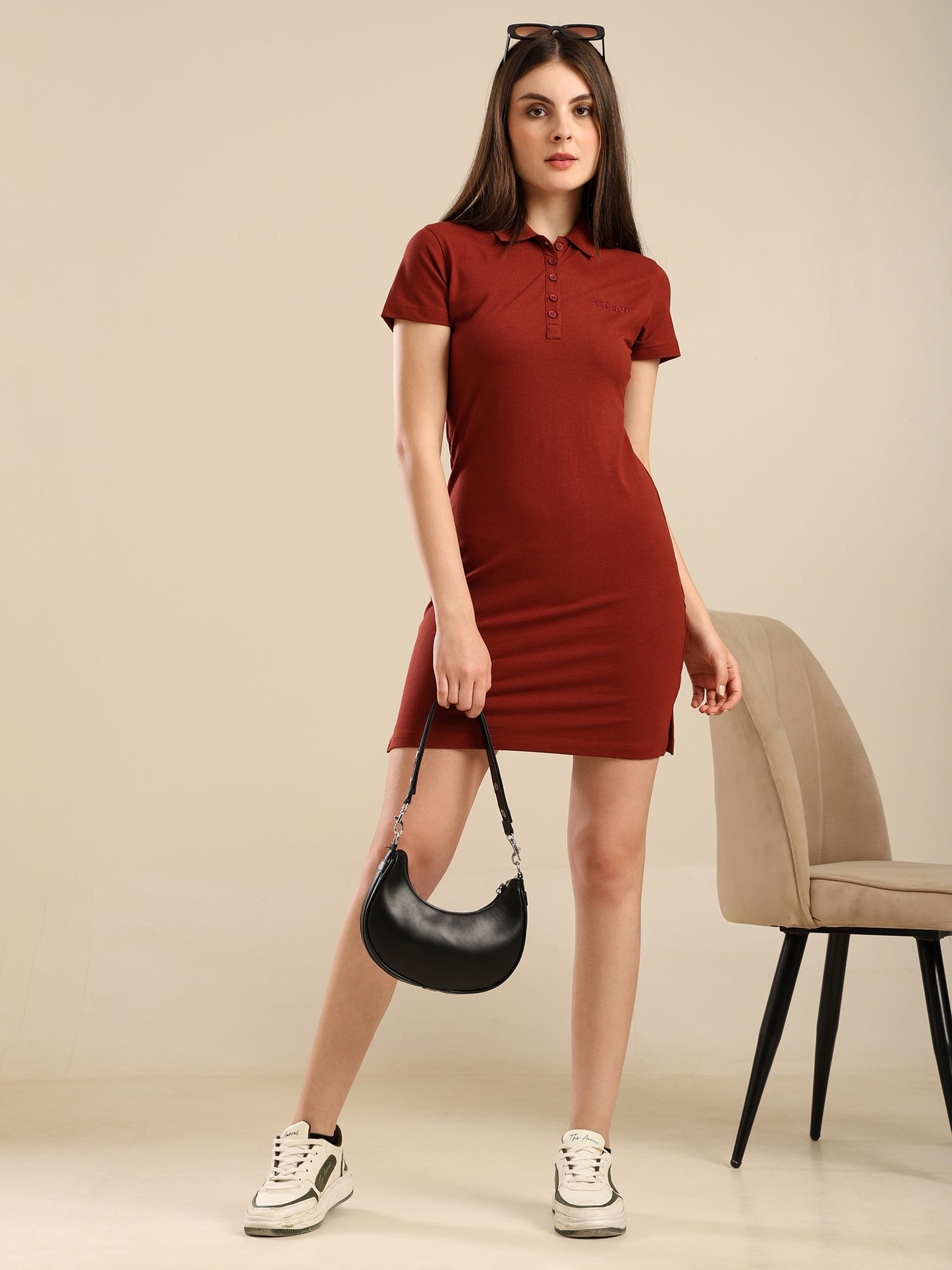 Uncuvr Effortless Rust Affair Bamboo Polo T-Shirt Dress: Smart, Soft & Sustainable