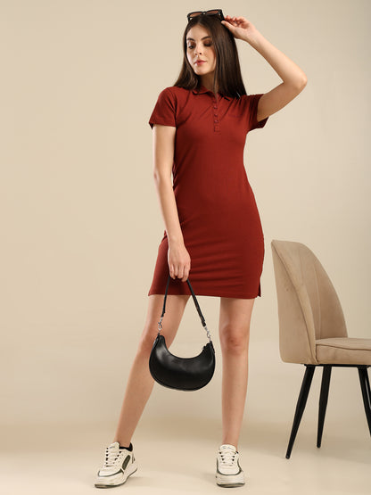 Uncuvr Effortless Rust Affair Bamboo Polo T-Shirt Dress: Smart, Soft & Sustainable
