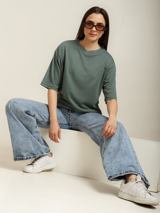 Uncuvr Granite Green Bamboo Oversize T-Shirt: Soft, Breezy & Effortless All Day