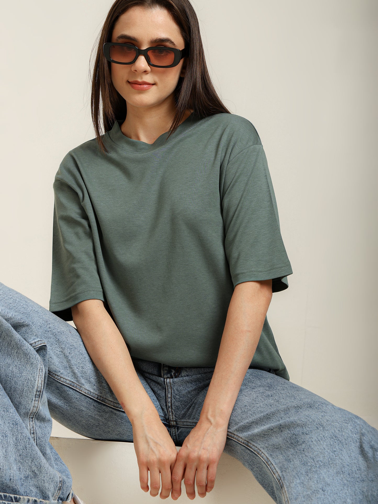 Uncuvr Granite Green Bamboo Oversize T-Shirt: Soft, Breezy & Effortless All Day
