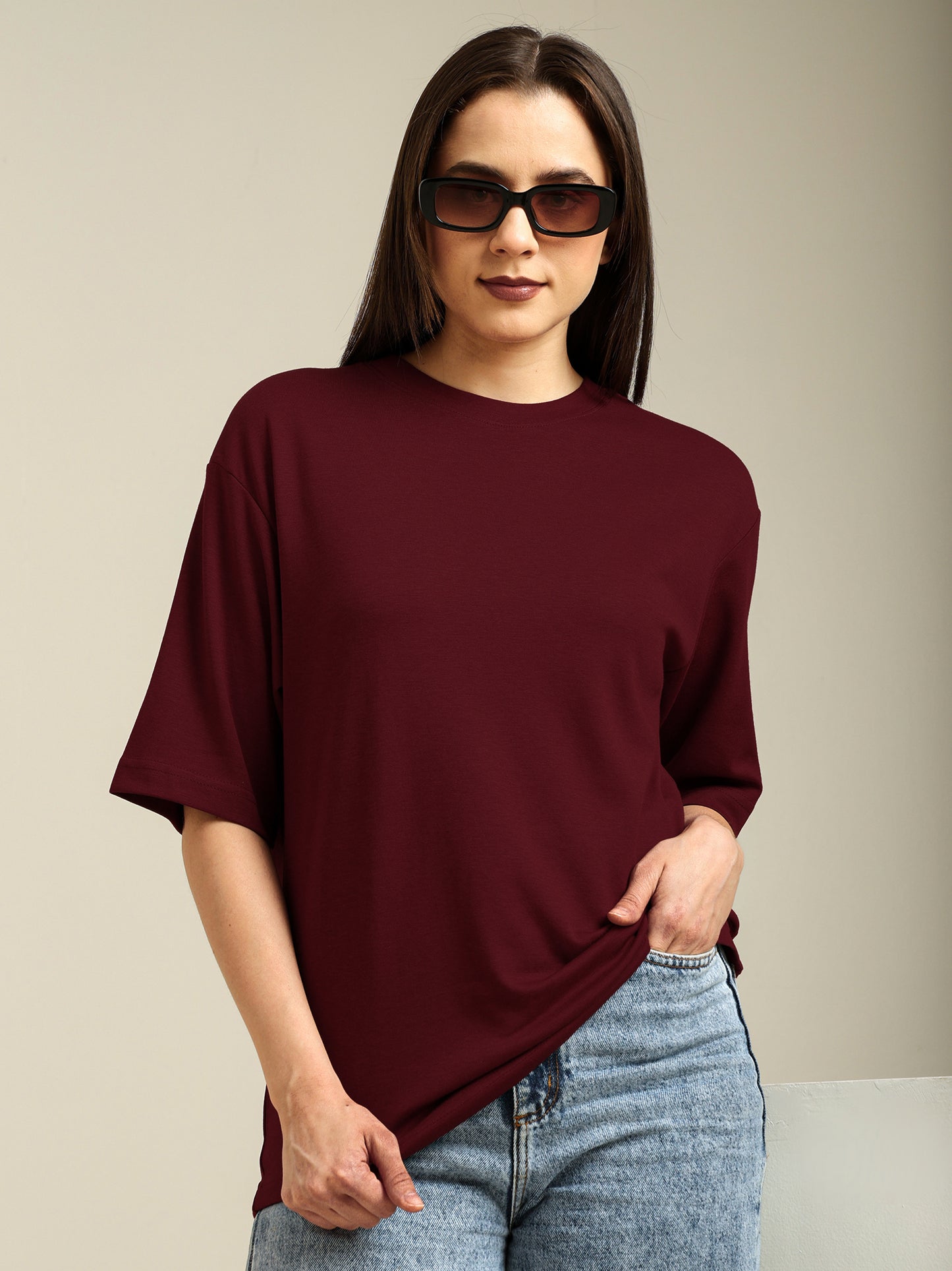 Uncuvr Wine Bamboo Oversize T-Shirt: Soft, Breezy & Effortless All Day