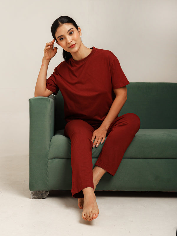 Uncuvr Rust Bamboo Sleepwear Set of 3: Relax in Eco-Friendly Comfort