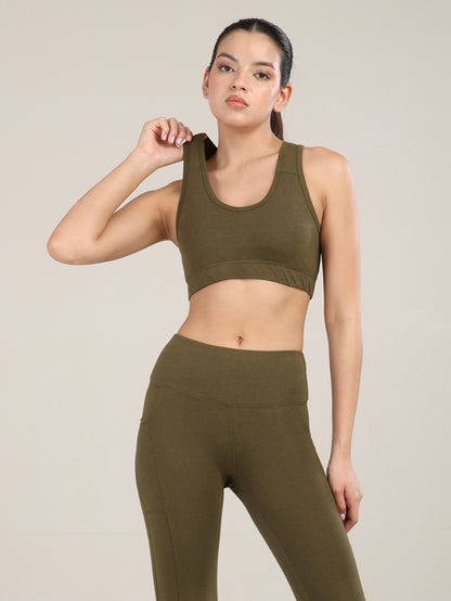 Uncuvr Moss Green Bamboo Sports Bra: Bold, Sustainable, and Unstoppable