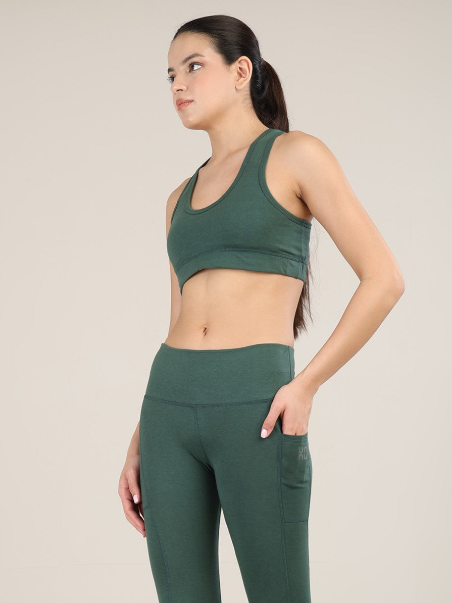 Uncuvr Forest Green Bamboo Sports Bra: Bold, Sustainable, and Unstoppable