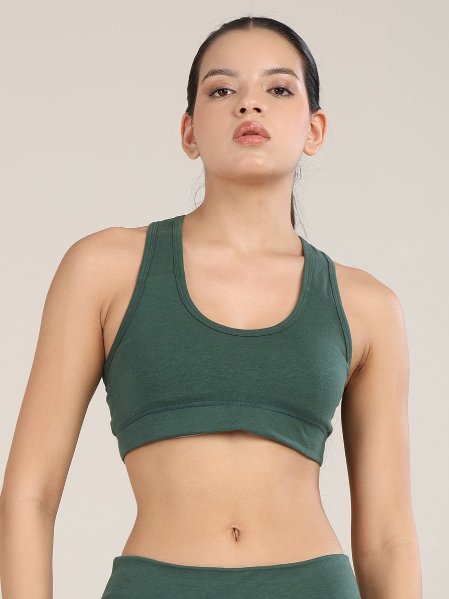 Uncuvr Forest Green Bamboo Sports Bra: Bold, Sustainable, and Unstoppable