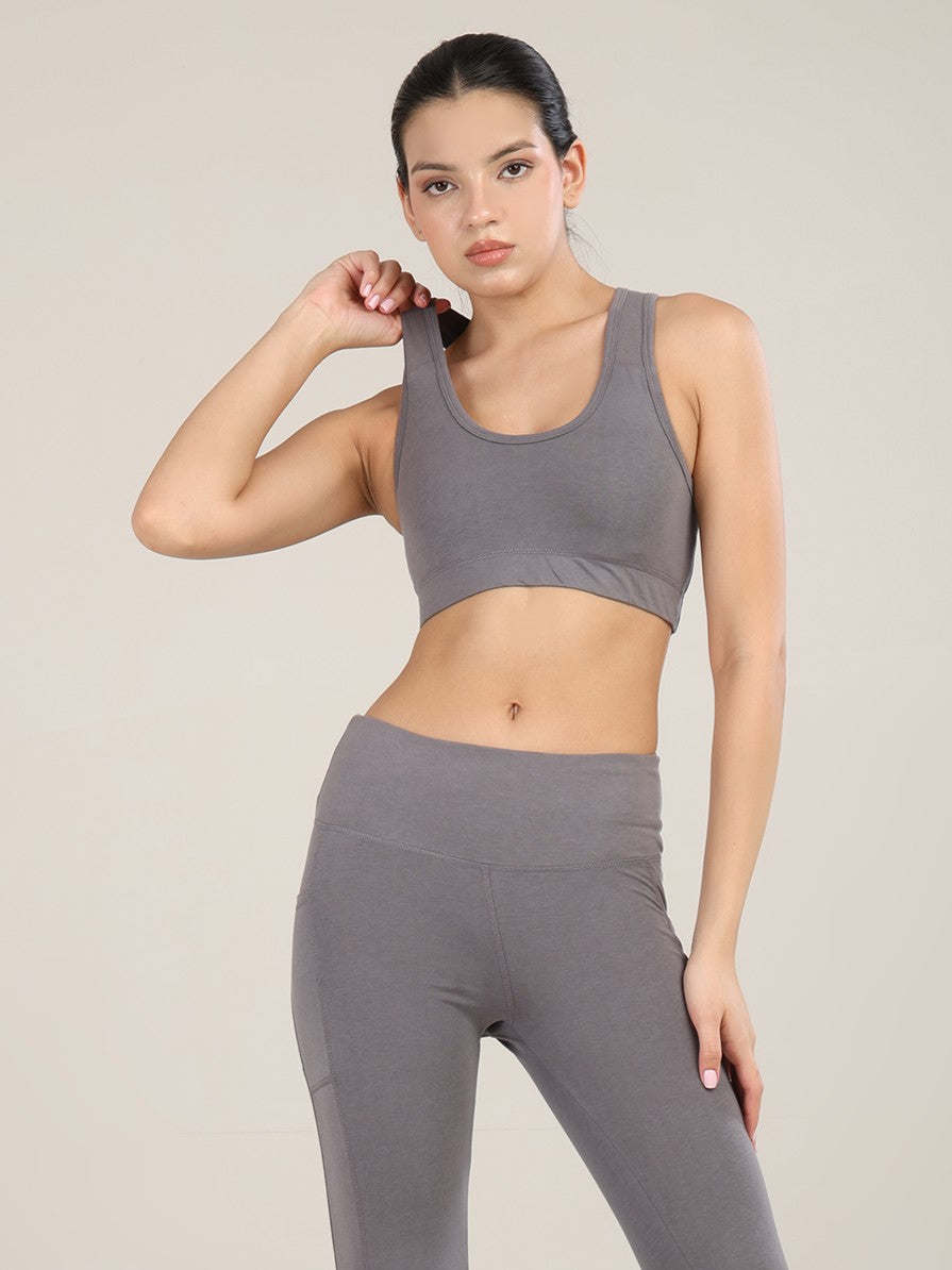 Uncuvr Ash Grey Bamboo Sports Bra: Bold, Sustainable, and Unstoppable
