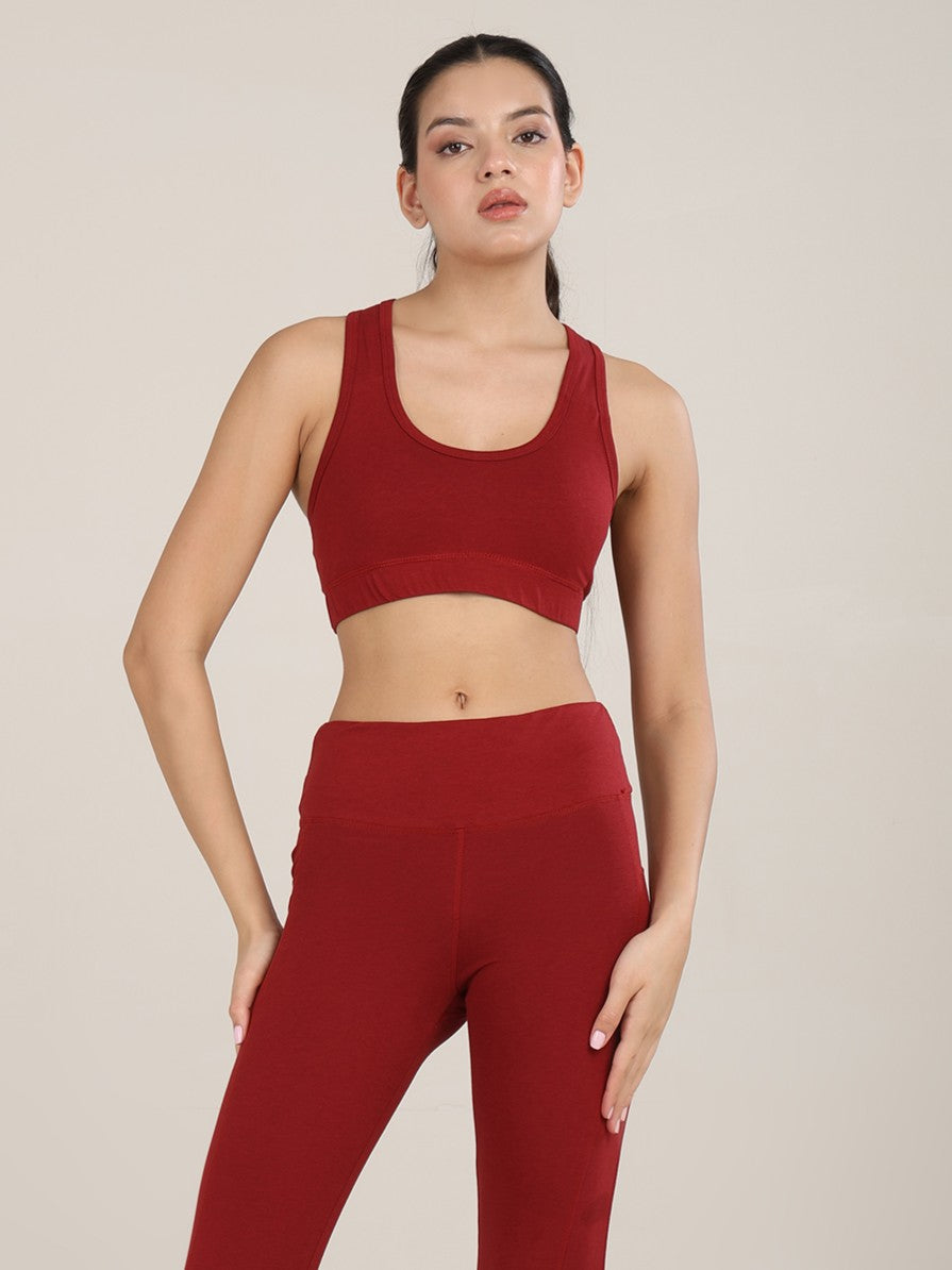 Uncuvr Deep Red Bamboo Sports Bra: Bold, Sustainable, and Unstoppable
