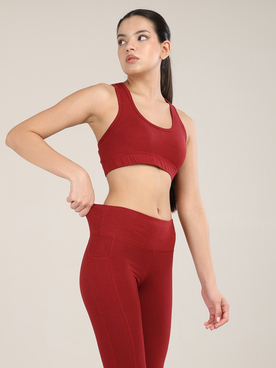 Uncuvr Deep Red Bamboo Sports Bra: Bold, Sustainable, and Unstoppable