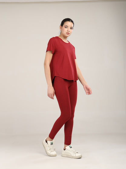 Uncuvr Deep Red Bamboo Workout Set: Where Comfort Meets Performance