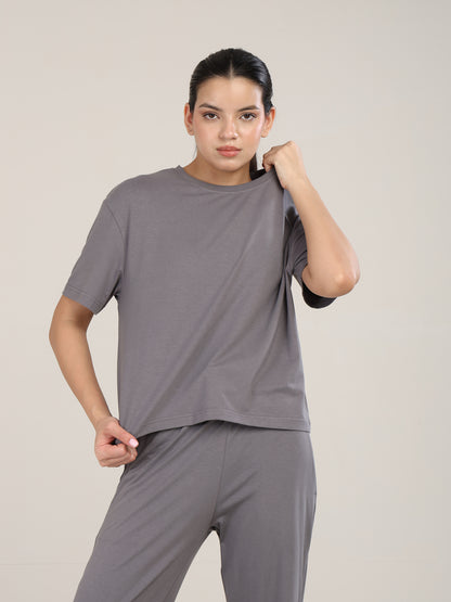 Uncuvr Ash Grey Bamboo Sleepwear Lounge Set: Relax in Eco-Friendly Comfort