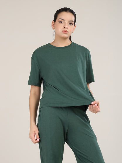Uncuvr Forest Green Bamboo Sleepwear Lounge Set: Relax in Eco-Friendly Comfort