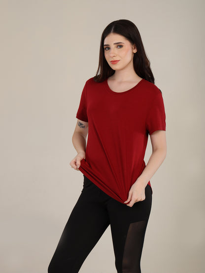 Uncuvr Deep Red Bamboo Comfort T-Shirt: Soft, Breezy & Effortless All Day