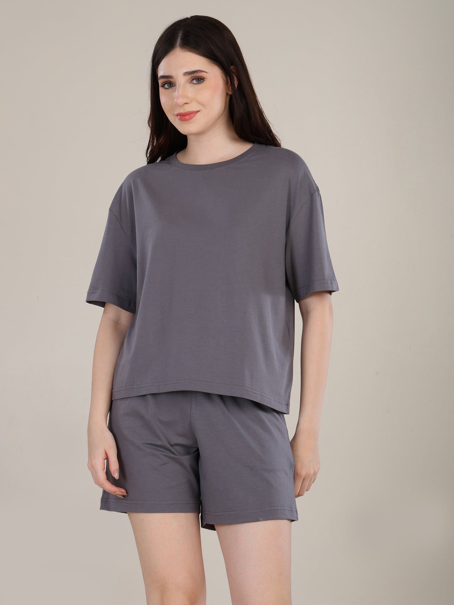 Uncuvr Ash Grey Bamboo Sleepwear Shorts Set: Relax in Eco-Friendly Comfort