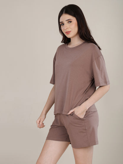 Uncuvr Walnut Bamboo Sleepwear Shorts Set: Relax in Eco-Friendly Comfort