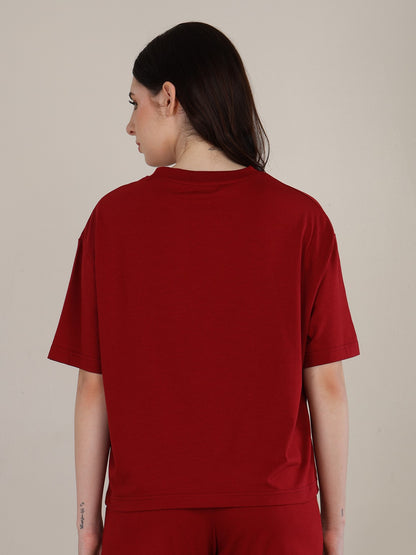 Uncuvr Deep Red Bamboo Basic T-Shirt: Soft, Breezy & Effortless All Day