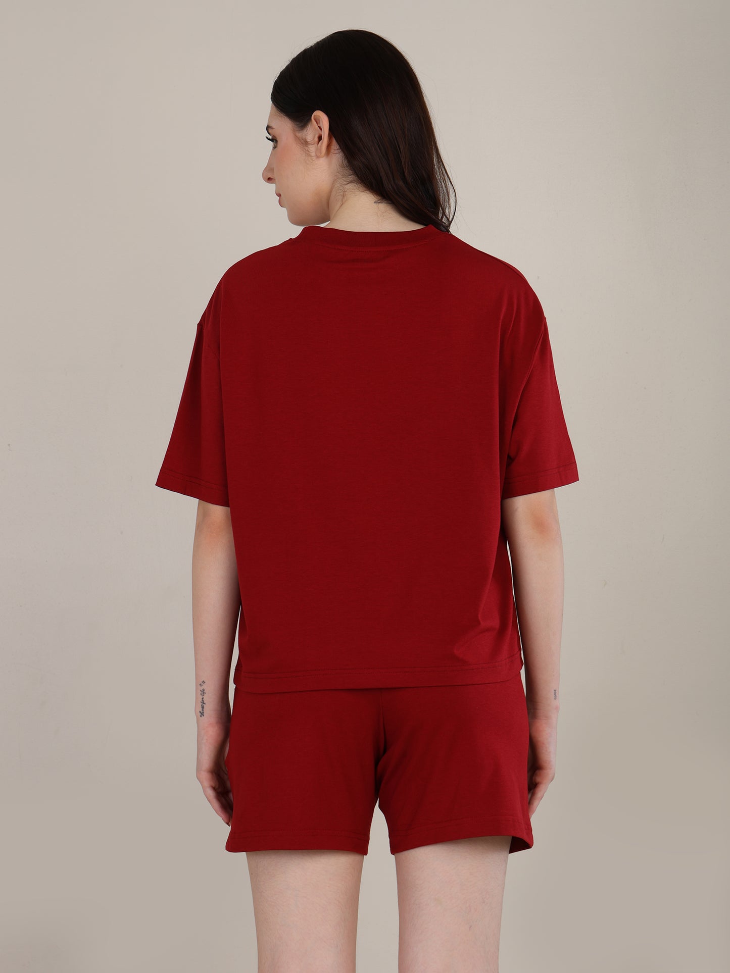 Uncuvr Deep Red Bamboo Sleepwear Shorts Set: Relax in Eco-Friendly Comfort