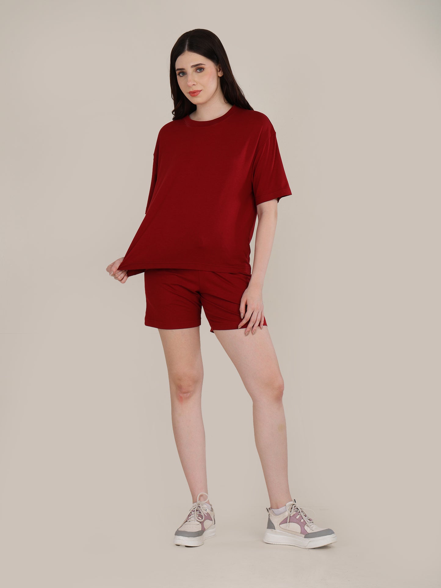 Uncuvr Deep Red Bamboo Sleepwear Shorts Set: Relax in Eco-Friendly Comfort