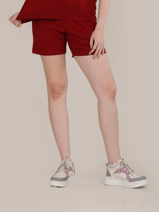 Uncuvr Deep Red Bamboo Sleepwear Shorts: Relax in Eco-Friendly Comfort