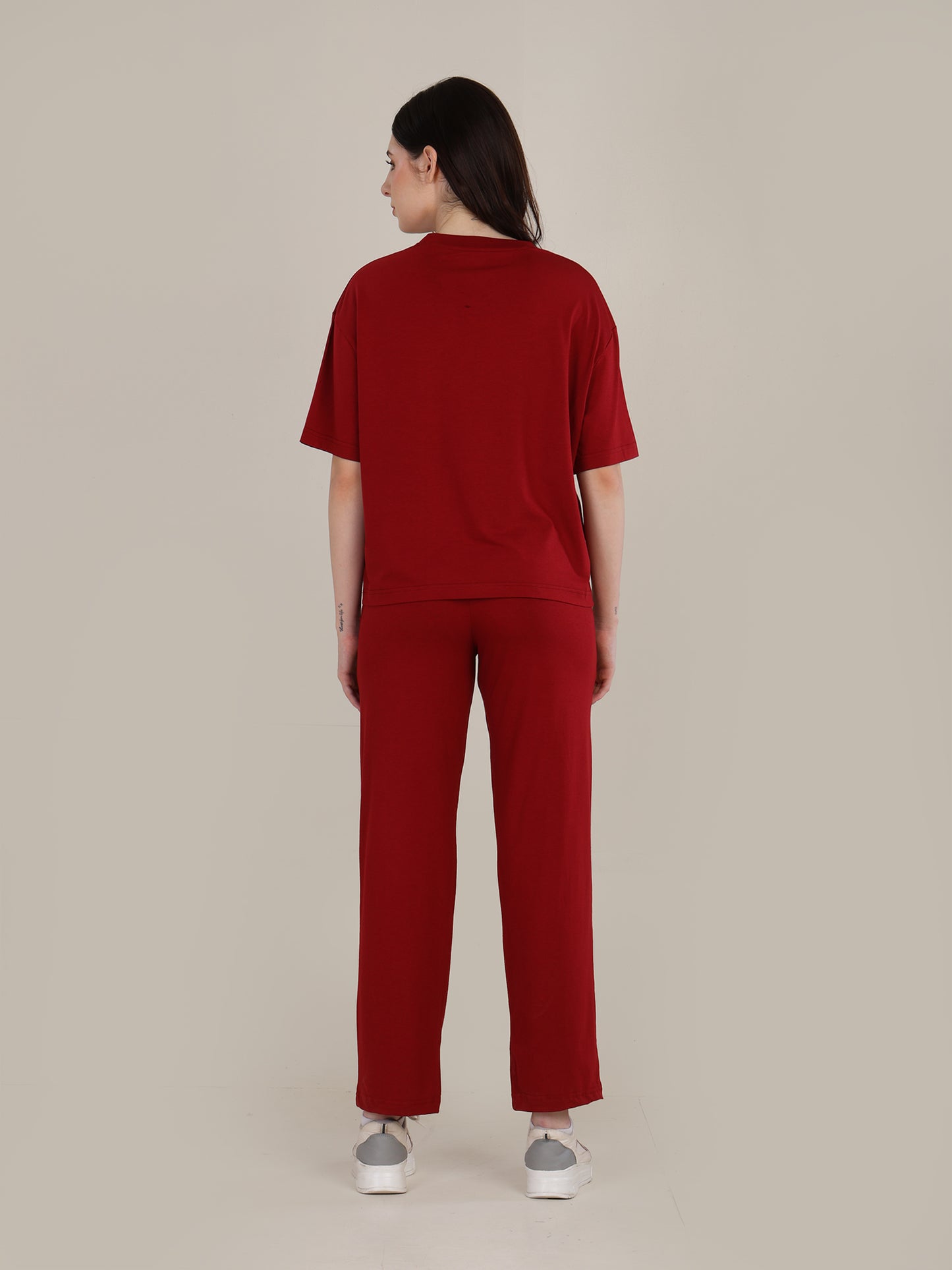 Uncuvr Deep Red Bamboo Sleepwear Lounge Set: Relax in Eco-Friendly Comfort