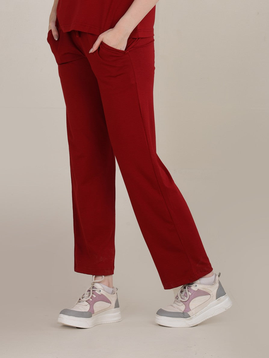 Uncuvr Deep Red Bamboo Sleepwear Lounge Pants: Relax in Eco-Friendly Comfort