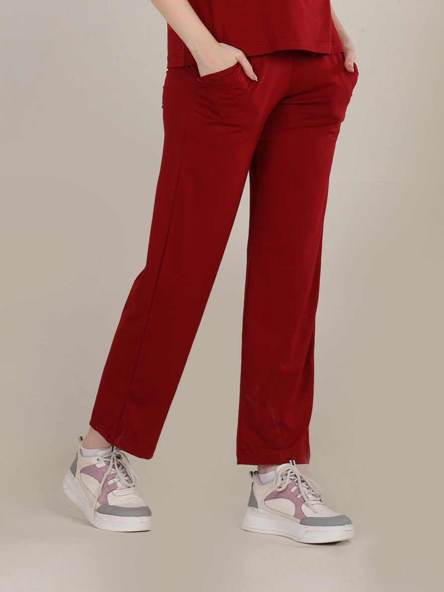 Uncuvr Deep Red Bamboo Sleepwear Lounge Pants: Relax in Eco-Friendly Comfort