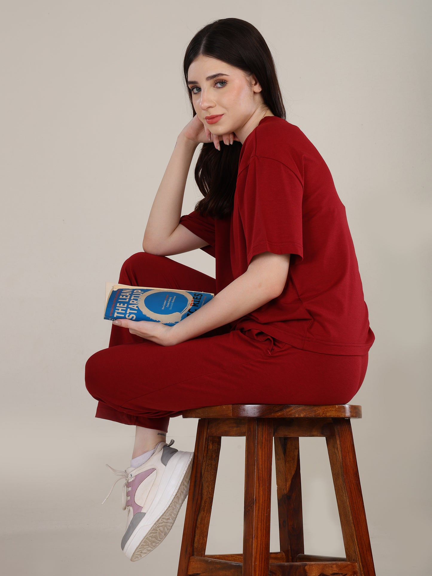 Uncuvr Deep Red Bamboo Sleepwear Lounge Set: Relax in Eco-Friendly Comfort