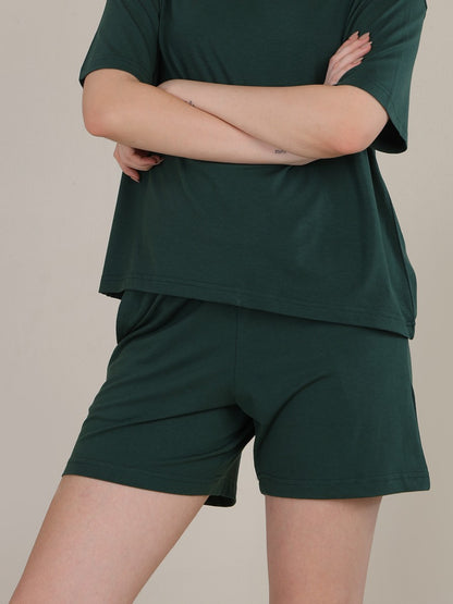 Uncuvr Forest Green Bamboo Sleepwear Shorts: Relax in Eco-Friendly Comfort