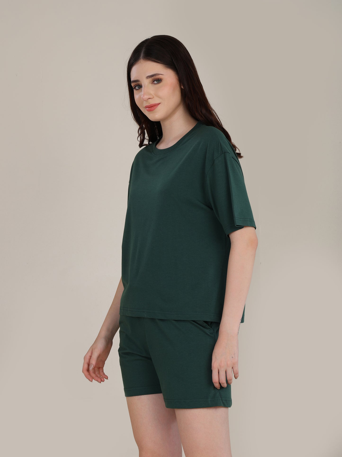 Uncuvr Forest Green Bamboo Sleepwear Shorts Set: Relax in Eco-Friendly Comfort