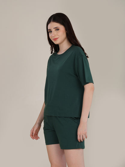 Uncuvr Forest Green Bamboo Sleepwear Shorts Set: Relax in Eco-Friendly Comfort
