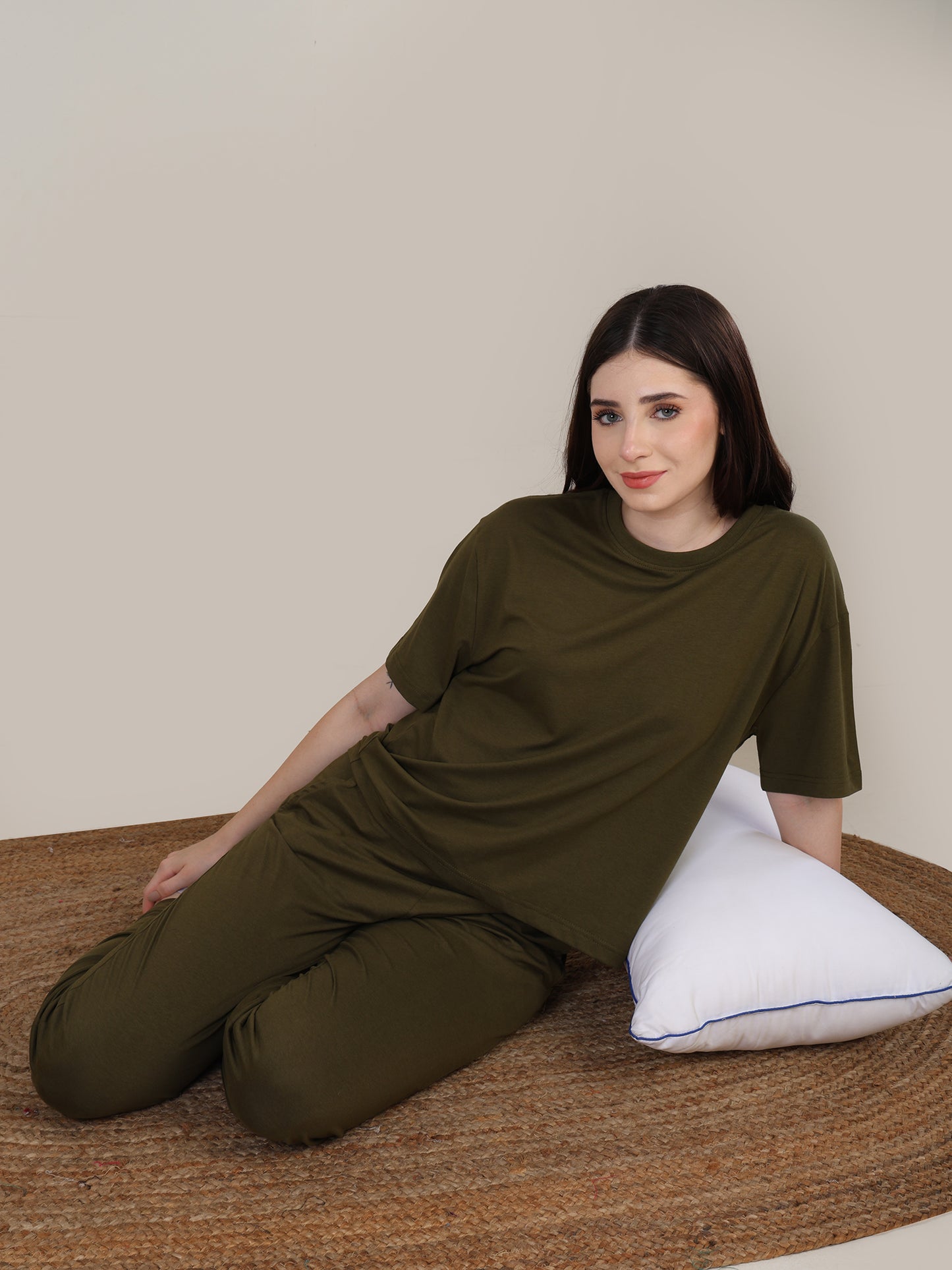 Uncuvr Moss Green Bamboo Sleepwear Lounge Set: Relax in Eco-Friendly Comfort