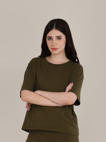 Uncuvr Moss Green Bamboo Basic T-Shirt: Soft, Breezy & Effortless All Day