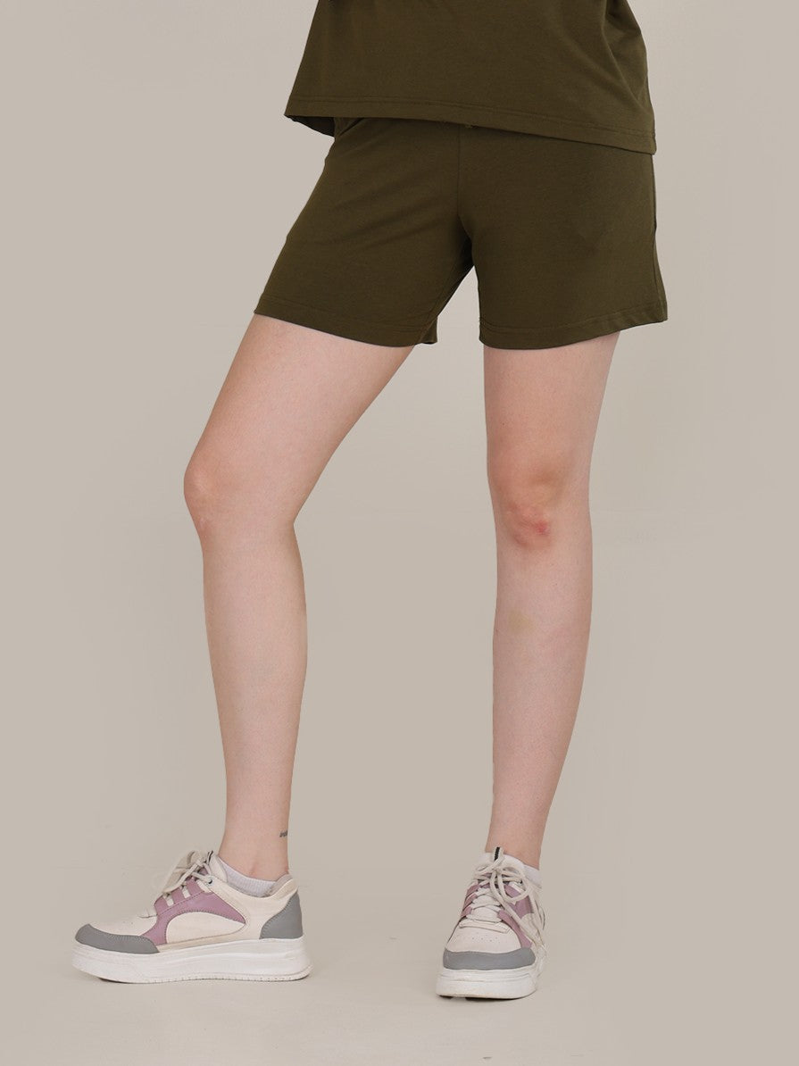 Uncuvr Moss Green Bamboo Sleepwear Shorts: Relax in Eco-Friendly Comfort
