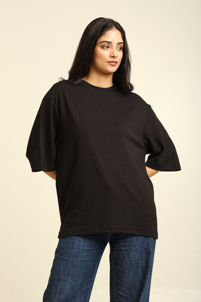 Uncuvr Jet Black Bamboo Oversize T-Shirt: Soft, Breezy & Effortless All Day