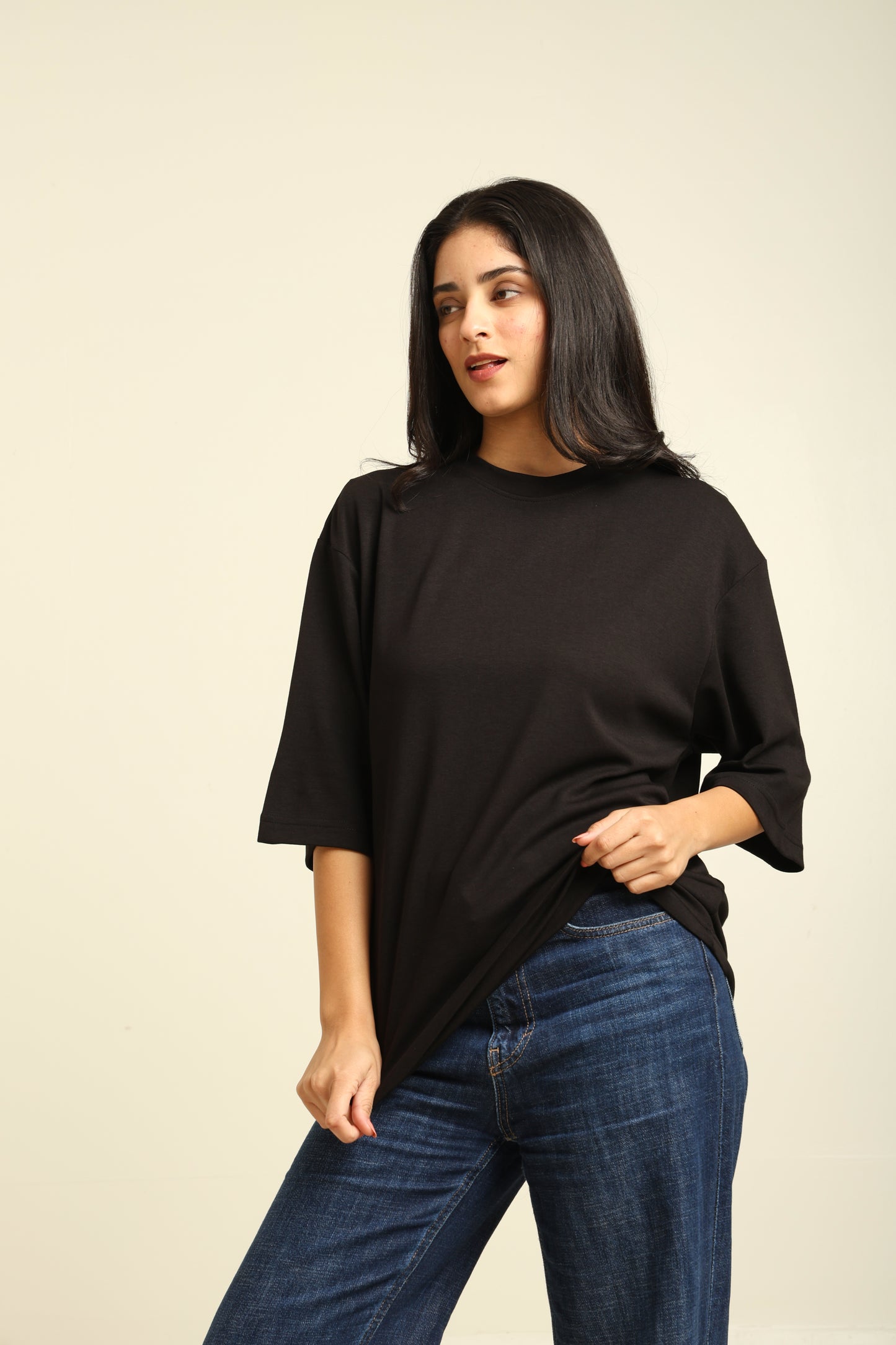 Uncuvr Jet Black Bamboo Oversize T-Shirt: Soft, Breezy & Effortless All Day