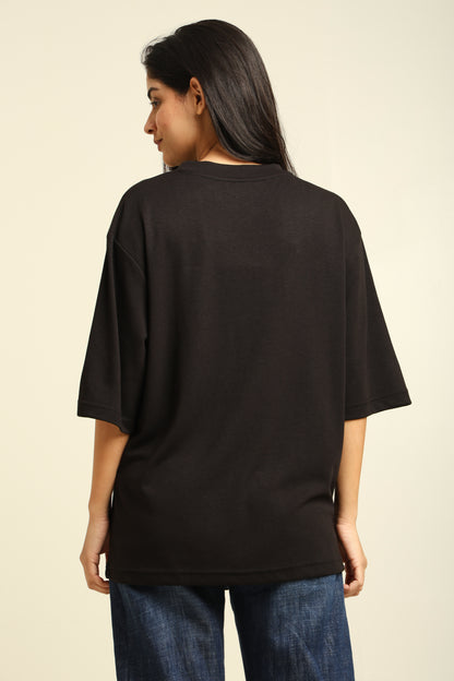 Uncuvr Jet Black Bamboo Oversize T-Shirt: Soft, Breezy & Effortless All Day