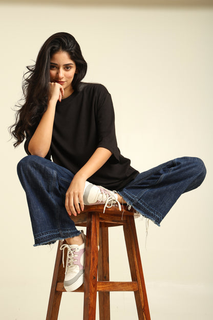 Uncuvr Jet Black Bamboo Oversize T-Shirt: Soft, Breezy & Effortless All Day