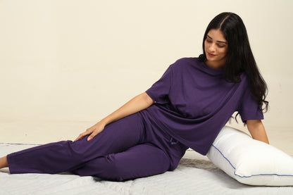 Uncuvr Royal Purple Bamboo Sleepwear Lounge Set: Relax in Eco-Friendly Comfort