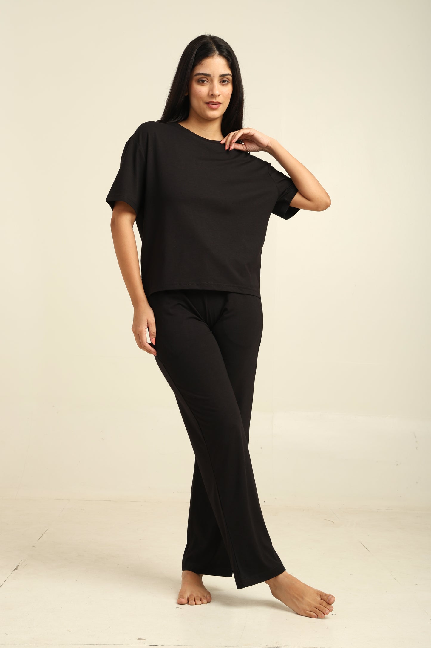 Uncuvr Jet Black Bamboo Sleepwear Lounge Set: Relax in Eco-Friendly Comfort