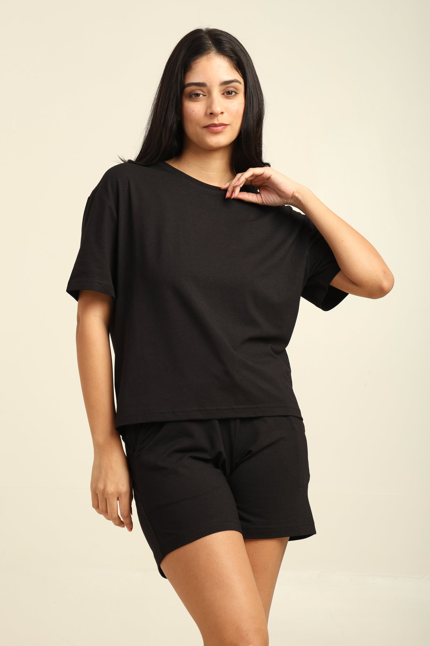 Uncuvr Jet Black Bamboo Sleepwear Shorts Set: Relax in Eco-Friendly Comfort