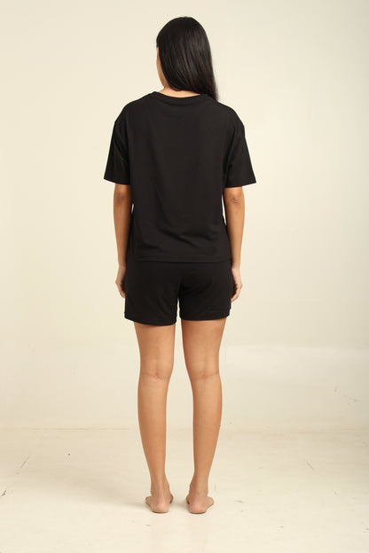 Uncuvr Jet Black Bamboo Sleepwear Shorts Set: Relax in Eco-Friendly Comfort