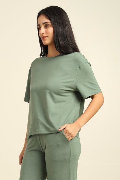 Uncuvr Granite Green Bamboo Basic T-Shirt: Soft, Breezy & Effortless All Day