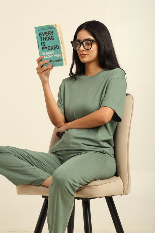 Uncuvr Granite Green Bamboo Sleepwear Lounge Set: Relax in Eco-Friendly Comfort