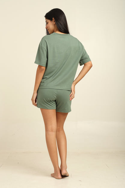 Uncuvr Granite Green Bamboo Sleepwear Shorts Set: Relax in Eco-Friendly Comfort