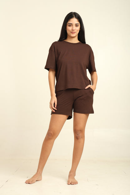 Uncuvr Coffee Rush Bamboo Sleepwear Shorts Set: Relax in Eco-Friendly Comfort