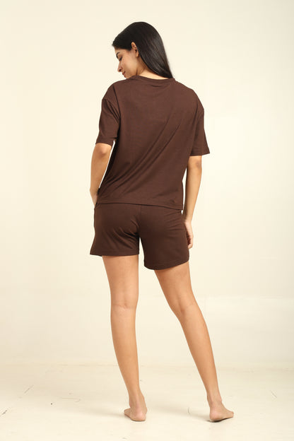 Uncuvr Coffee Rush Bamboo Sleepwear Shorts Set: Relax in Eco-Friendly Comfort